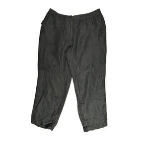 Parisian Signature Black Linen Rayon Wide Leg Trousers Pants Lined Size 16